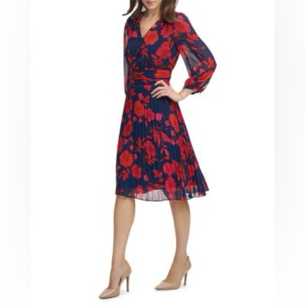 Karl Lagerfeld Red and Blue Floral Dress